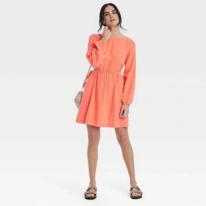 Universal Thread Balloon Long Sleeve Mini A-Line Dress XS